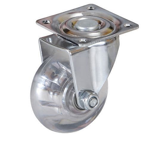 Polyuretanové transportní kolo s přírubou, průměr 50 mm, otočné, kuličkové ložisko