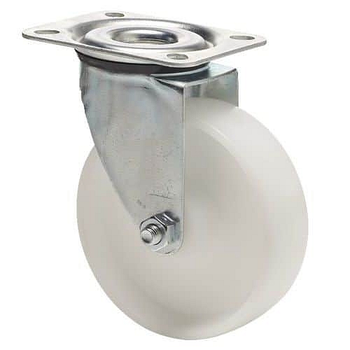 Polyamidové transportní kolo s přírubou, průměr 200 mm, otočné, kuličková ložiska