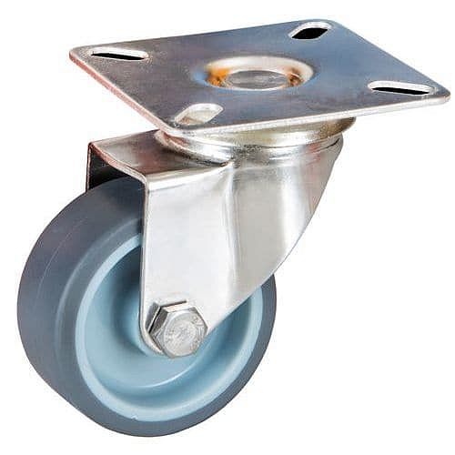 Gumové transportní kolo s přírubou, průměr 100 mm, otočné, kluzné ložisko