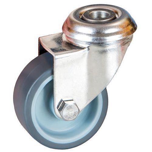 Gumové transportní kolo se středovým otvorem, průměr 125 mm, otočné, kluzné ložisko