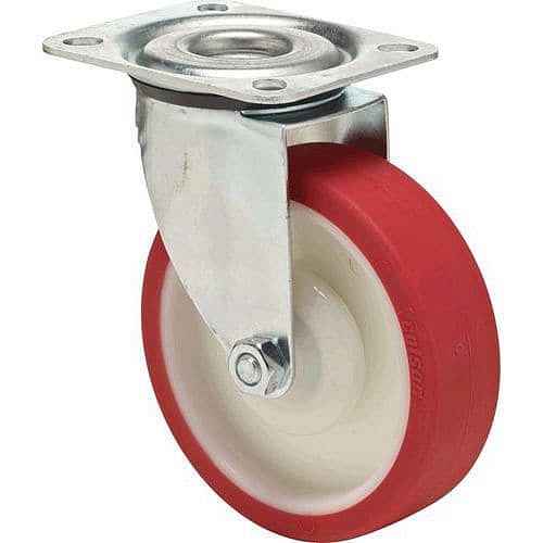 Polyuretanové transportní kolo s přírubou, průměr 125 mm, otočné, kuličková ložiska