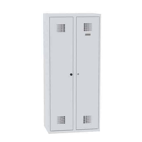 Svařovaná šatní skříň Rachel, 2 oddíly, šířka 800 mm, cylindrický zámek, šedá/šedá