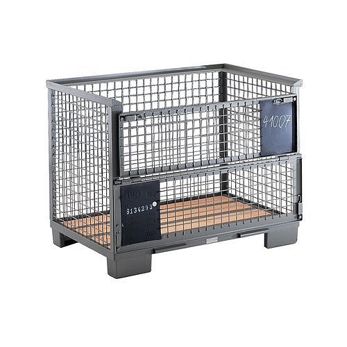 Ohradová paleta se sklopnou stěnou, pletivová, šedá