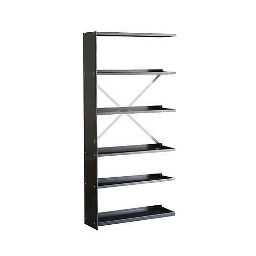 Kovové regály, přístavbové, 198 x 100 x 30 - 40 cm, 5 polic, černé