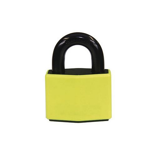 Odolný visací zámek, ocel, žlutý, průměr třmene 12 mm