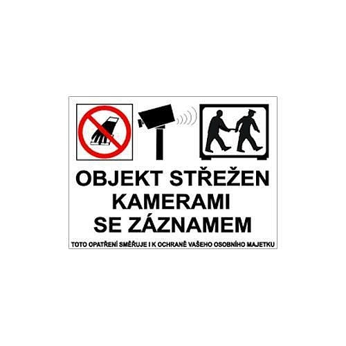 Informační bezpečnostní tabulky - Objekt střežen kamerami se záznamem
