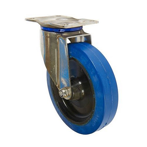 Gumové transportní kolo s přírubou, průměr 200 mm, otočné, kluzné ložisko