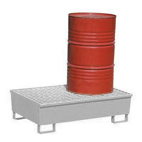 Ocelová záchytná vana Manutan Expert, pro 2 sudy, kapacita 220 l, pozink