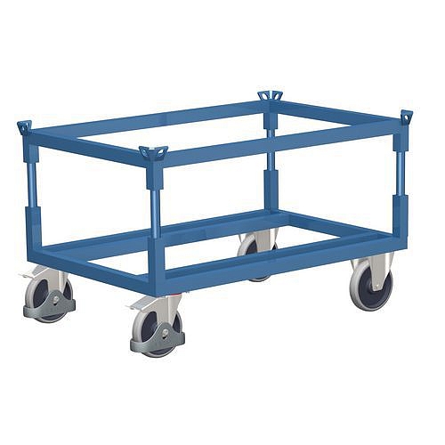 Transportní plošina s nástavbou na palety, do 1 200 kg, 127 x 87 x 72 cm, modrá