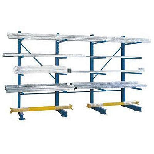 Jednostranný konzolový regál, základní 250 x 120 x 50 - 100 cm, 2 500 - 4 500 kg, 8 konzolí