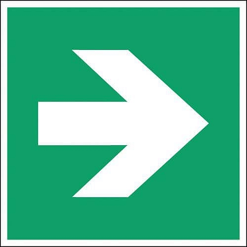 Čtvercová nouzová a evakuační značka – Pravá směrová šipka, rozměř: 200 x 200 mm, polypropylen