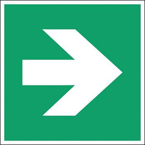 Čtvercová nouzová a evakuační značka – Pravá směrová šipka, rozměř: 300 x 300 mm, polypropylen
