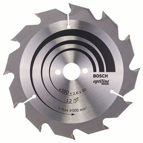 Bosch - Pilový kotouč Optiline Wood 160 x 20/16 x 2,6 mm, 12