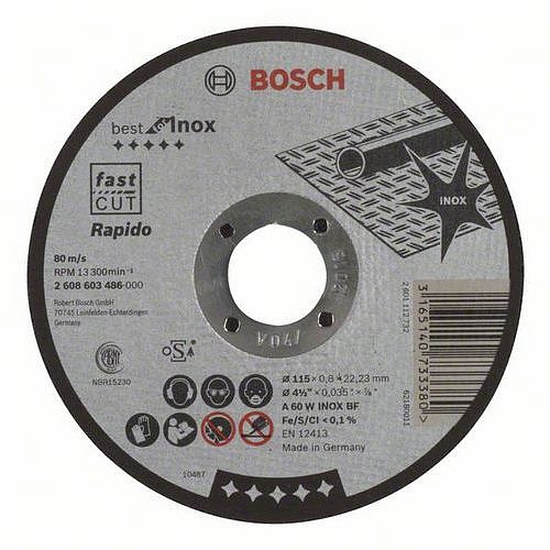 Bosch - Řezný kotouč rovný Best for Inox - Rapido A 60 W INOX BF, 115 mm, 0,8 mm, 25 BAL