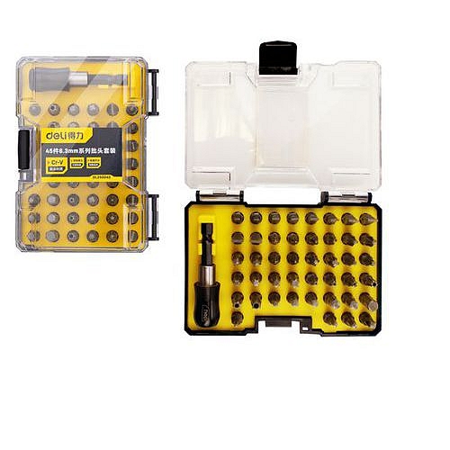 Sada bitů 1/4' Deli DL250045, 45 ks