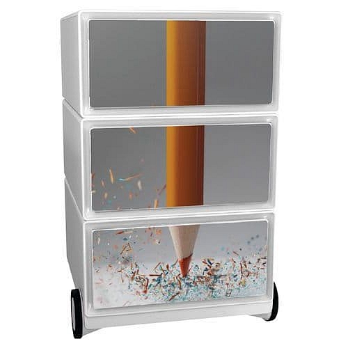 Mobilní kontejner Manutan Expert Easy Office, 3 zásuvky, 64,2 x 39 x 43,6 cm, tužka