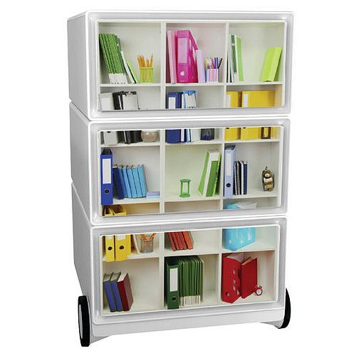 Mobilní kontejner Manutan Expert Easy Office, 3 zásuvky, 64,2 x 39 x 43,6 cm, knihovna