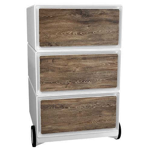 Mobilní kontejner Manutan Expert Easy Office, 3 zásuvky, 64,2 x 39 x 43,6 cm, dřevo