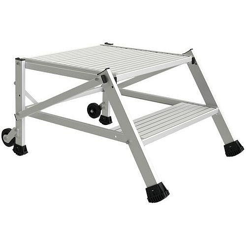 Hliníkové schůdky Pódium Tubesca-Comabi, s kolečky, 2 stupně