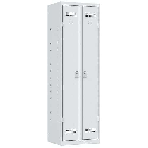 Svařovaná skříň víceúčelová Vinco, 2 oddíly, 600 mm, cylindrický zámek, šedá/šedá