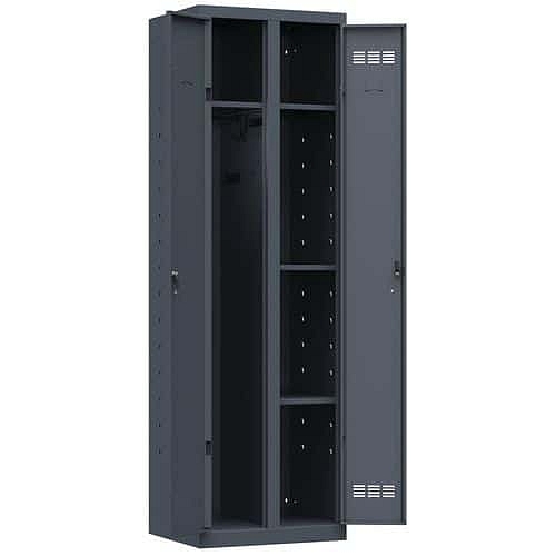 Svařovaná skříň víceúčelová Vinco, 2 oddíly, 600 mm, otočný uzávěr, antracit/antracit