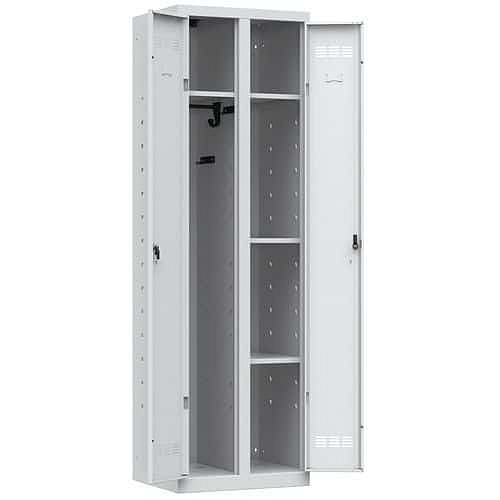 Svařovaná skříň víceúčelová Vinco, 2 oddíly, 600 mm, otočný uzávěr, šedá/šedá