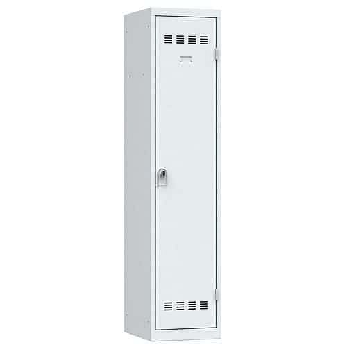 Svařovaná šatní skříň Vinco s mezistěnou, 1 oddíl, 400 mm, otočný uzávěr, šedá/šedá