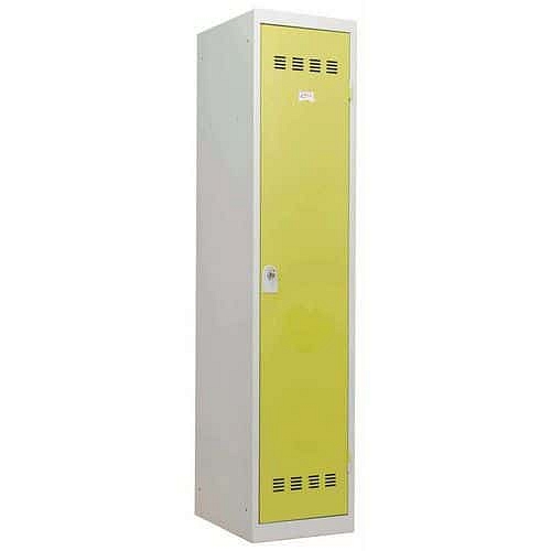 Svařovaná šatní skříň Vinco s mezistěnou, 1 oddíl, 400 mm, otočný uzávěr, šedá/zelená