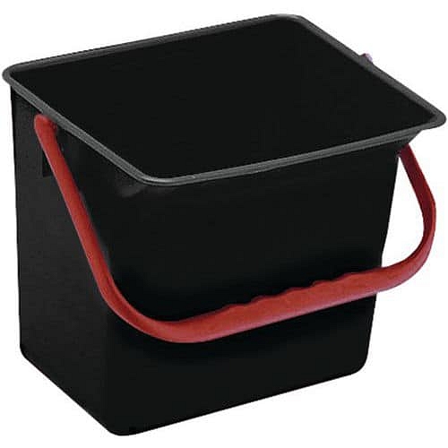 Plastový úklidový kbelík Manutan Expert, 6 l, černý/červený