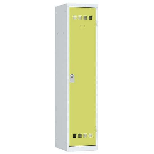Svařovaná šatní skříň Vinco s mezistěnou, 1 oddíl, 400 mm, cylindrický zámek, šedá/zelená