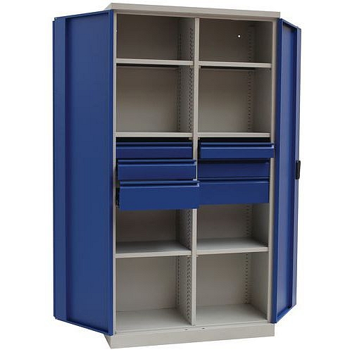 Kovová dílenská skříň Manutan Expert, 195 x 100 x 45 cm, 6 zásuvek