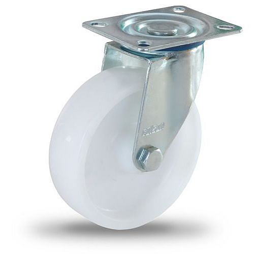 Polypropylenové transportní kolo s přírubou, průměr 125 mm, otočné, kluzné ložisko