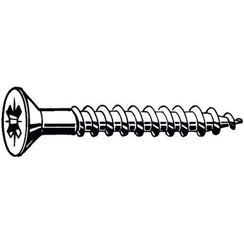 Šroub do dřevotřísky se zápustnou hlavou s křížovou drážkou a otvorem Phillips Ocel Pozinkované 4,5X25MM