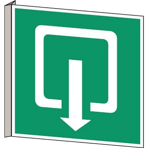 Značka nouzové evakuace – Evakuace výtahem dolů – PVC, rozměr: 200 x 200 mm