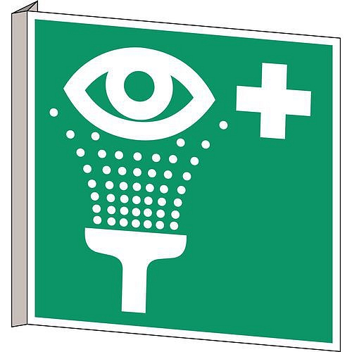 Nouzová evakuační značka – „Stanice pro výplach očí“ – PVC, vlajková