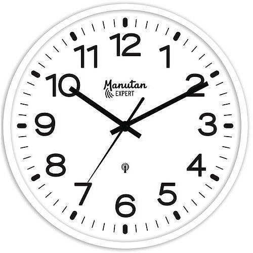 Analogové hodiny Manutan Expert, autonomní DCF, průměr 30 cm, bílé