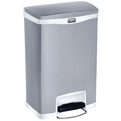Odpadkový koš Slim Jim Step On End Step 50 l z matné nerezové oceli, bílý