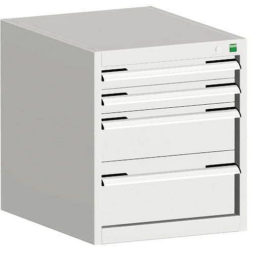 Dílenská zásuvková skříň Bott Cubio, 60 x 52,5 x 65 cm, 4 zásuvky, šedá-šedá