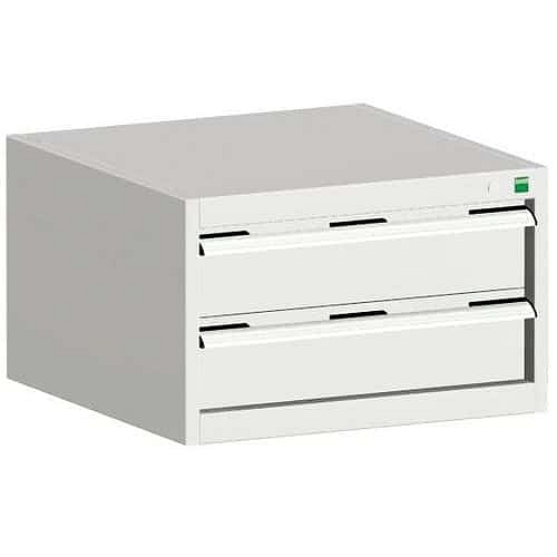 Dílenská zásuvková skříň Bott Cubio, 40 x 65 x 75 cm, 2 zásuvky, šedá-šedá