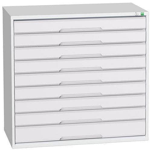 Dílenská zásuvková skříň Bott Verso, 100 x 105 x 55 cm, 9 zásuvek, šedá-šedá