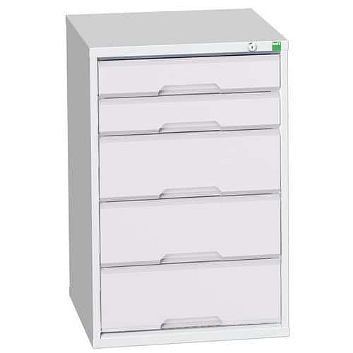 Dílenská zásuvková skříň Bott Verso, 80 x 52,5 x 55 cm, 5 zásuvek, šedá-šedá