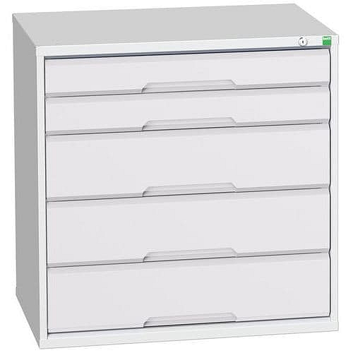 Dílenská zásuvková skříň Bott Verso, 80 x 80 x 55 cm, 5 zásuvek, šedá-šedá