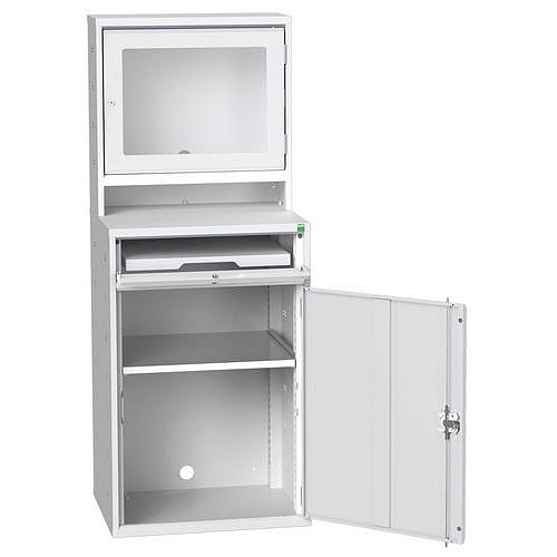 Počítačová pracovní skříň Bott, 165 x 52,5 x 55 cm, šedá-šedá