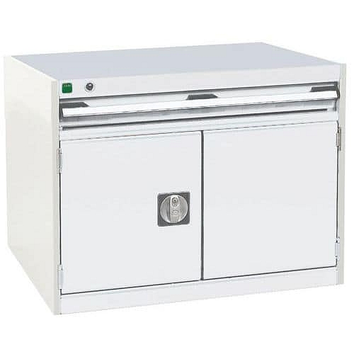 Dílenská zásuvková skříň Bott Cubio, 60 x 80 x 75 cm, 1 zásuvka, 1 skříňka, šedá-šedá