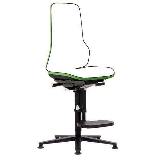 Rám dílenské židle Bimos Neon 3 s opěradlem a podnožkou, permanentní kontakt, modrá/zelená