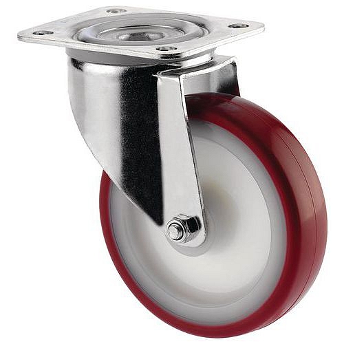 Nylonové transportní kolo s přírubou Tente, otočné, průměr 125 mm, kuličkové ložisko