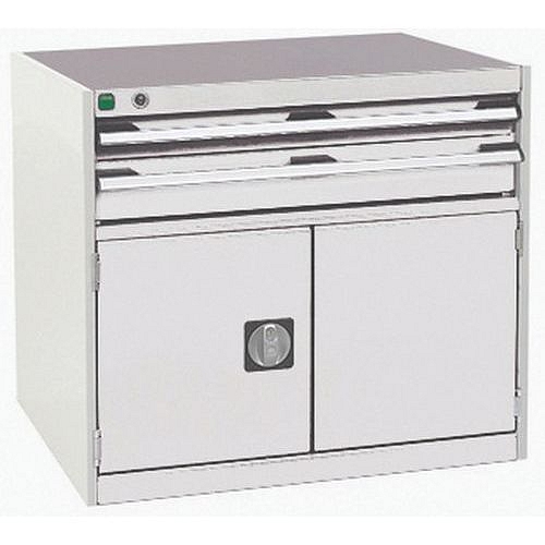 Dílenská zásuvková skříň Bott Cubio, 70 x 80 x 75 cm, 2 zásuvky, 1 skříňka, šedá-šedá