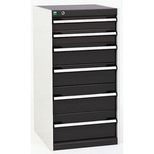 Dílenská zásuvková skříň Bott Cubio, 100 x 52,5 x 65 cm, 6 zásuvek, šedá-antracit