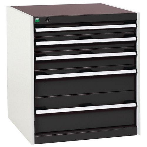 Dílenská zásuvková skříň Bott Cubio, 70 x 65 x 52,5 cm, 5 zásuvek, šedá-antracit