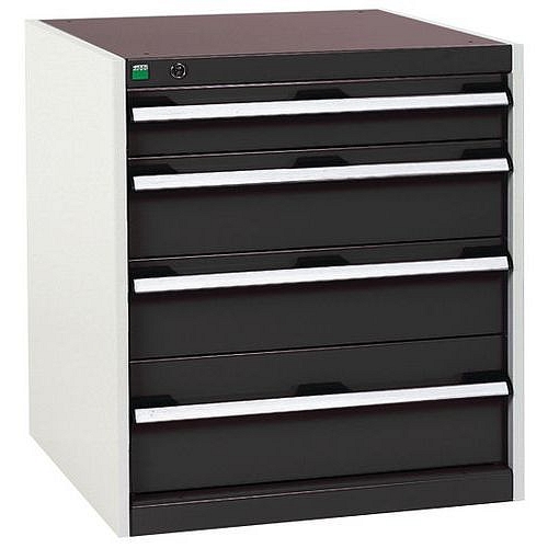 Dílenská zásuvková skříň Bott Cubio, 70 x 65 x 65 cm, 4 zásuvky, šedá-antracit